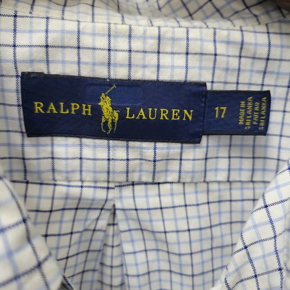 Ralph Lauren Men's Long-Sleeves Plaid Shirt Size 17 Excellent Condition - Picture 5 of 5